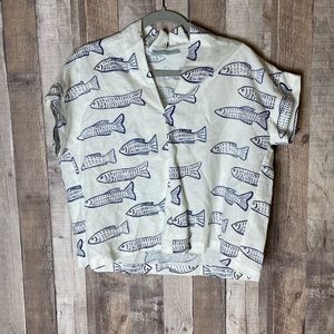 Brooke Wright Designs Blue White Fish Top